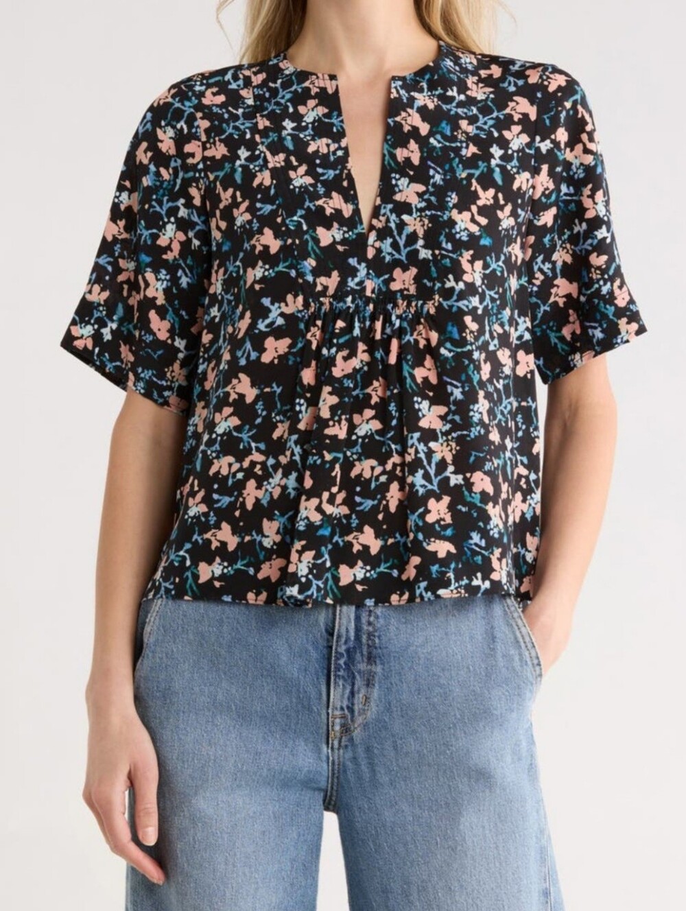 NWT Ulla Johnson Calla 100% Silk Floral Blouse Nocturne Size 14